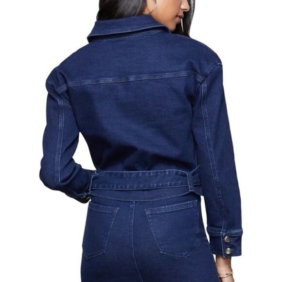 Good American Blue The 70s Icon Cropped‎ Denim Jean Jacket Size M - Picture 3 of 12